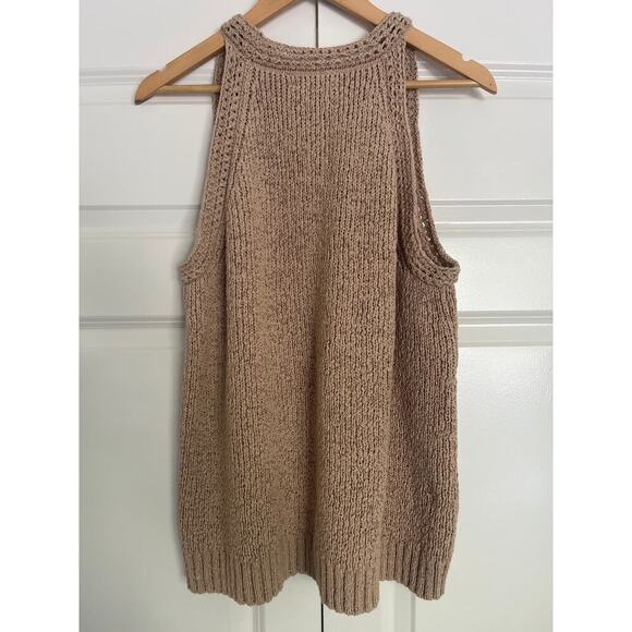 JCrew High Neck Textured Pointelle Sweater Tank Tan XL - Picture 5 of 8
